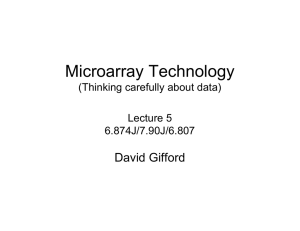 Microarray Technology David Gifford (Thinking carefully about data) Lecture 5