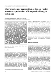 Macromolecular recognition at the air–water interface: application of Langmuir–Blodgett technique
