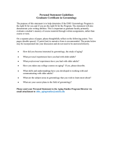 Personal Statement Guidelines Graduate Certificate in Gerontology