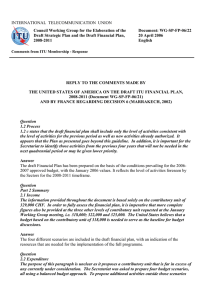 INTERNATIONAL  TELECOMMUNICATION  UNION Document: WG-SP-FP-06/22 20 April 2006