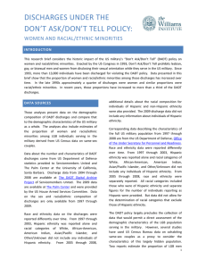 DISCHARGES UNDER THE DON’T ASK/DON’T TELL POLICY: WOMEN AND RACIAL/ETHNIC MINORITIES INTRODUCTION