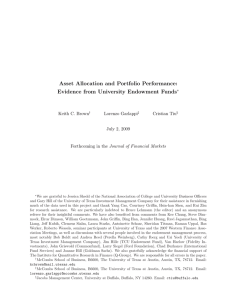 Asset Allocation and Portfolio Performance: Evidence from University Endowment Funds Lorenzo Garlappi