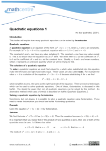 Quadratic equations 1