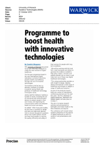 Programme to boost health with  innovative technologies