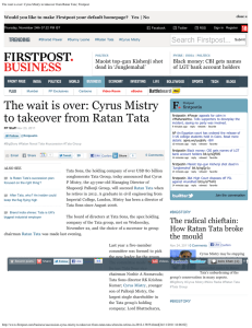 The wait is over: Cyrus Mistry to takeover from Ratan Tata