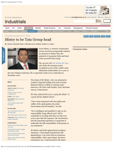 Mistry to be Tata Group head