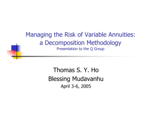 Managing the Risk of Variable Annuities: a Decomposition Methodology Blessing Mudavanhu