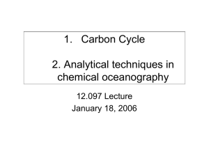 1. Carbon Cycle 2. Analytical techniques in chemical oceanography 12.097 Lecture