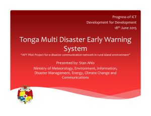Tonga Multi Disaster Early Warning  System