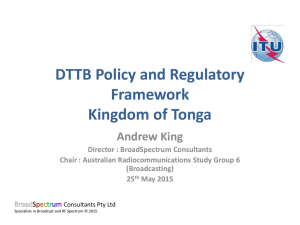 DTTB Policy and Regulatory Framework Kingdom of Tonga Andrew King