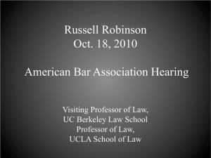 Russell Robinson Oct. 18, 2010 American Bar Association Hearing Visiting Professor of Law,