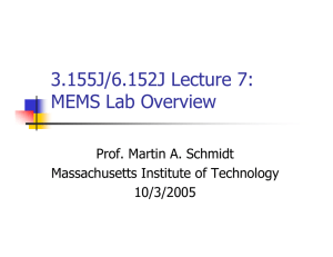 3.155J/6.152J Lecture 7: MEMS Lab Overview Prof. Martin A. Schmidt