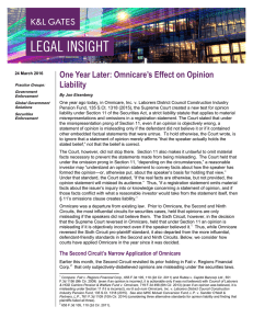 One Year Later: Omnicare’s Effect on Opinion Liability