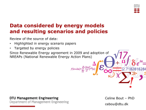 Data considered by energy models and resulting scenarios and policies