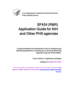 SF424 (R&amp;R) Application Guide for NIH and Other PHS agencies