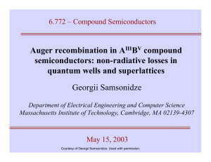 Auger recombination in A B compound semiconductors: non-radiative losses in