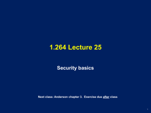 1.264 Lecture 25 Security basics 1