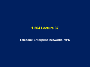 1.264 Lecture 37 Telecom: Enterprise networks, VPN 1