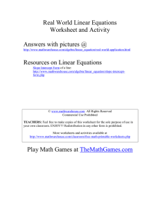 Real World Linear Equations Worksheet and Activity  Answers with pictures @