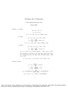 Problem Set 2 Solutions 6.101 Analog Electronics Lab Spring 2007