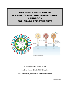 GRADUATE PROGRAM IN MICROBIOLOGY AND IMMUNOLOGY HANDBOOK FOR GRADUATE STUDENTS