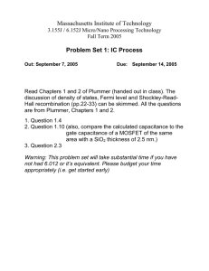 Massachusetts Institute of Technology Problem Set 1: IC Process