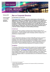 Ban on Corporate Directors
