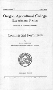 Oregon Agricultural College Commercial Fertilizers Experiment Station 1