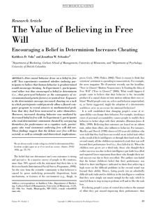 The Value of Believing in Free Will Research Article