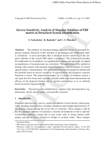 of Inverse Sensitivity Analysis of Singular Solutions of FRF