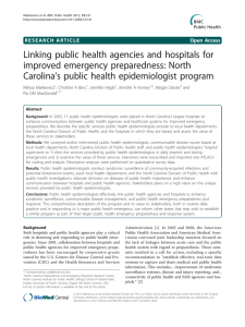 Linking public health agencies and hospitals for improved emergency preparedness: North