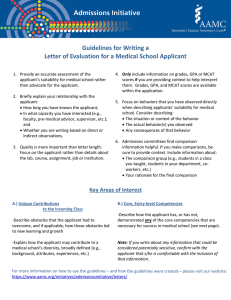 Guidelines for Writing a  Letter of Evaluation for a Medical School Applicant  