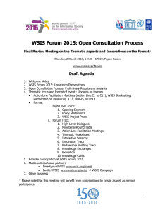WSIS Forum 2015: Open Consultation Process Draft Agenda