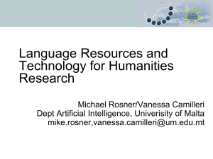 Language Resources and Technology for Humanities Research