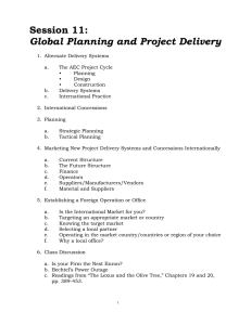 Session 11: Global Planning and Project Delivery