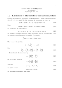1.2 Kinematics of Fluid Motion -the Eulerian picture