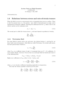 1.6 Relations between stress and rate-of-strain tensors