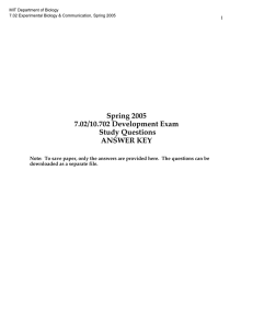 Spring 2005 7.02/10.702 Development Exam Study Questions ANSWER KEY
