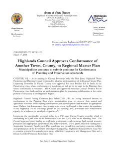 Highlands Council Approves Conformance of State of New Jersey