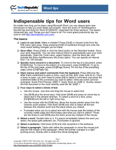 Indispensable tips for Word users Word tips