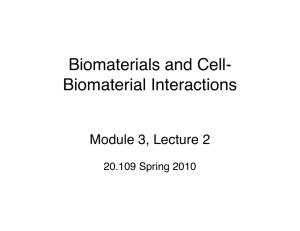 Biomaterials and Cell- Biomaterial Interactions! Module 3, Lecture 2 !