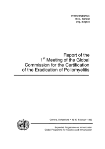 Report of the 1 Meeting of the Global Commission for the Certification
