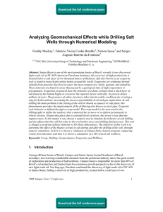 Analyzing Geomechanical Effects while Drilling Salt Wells through Numerical Modeling Freddy Mackay