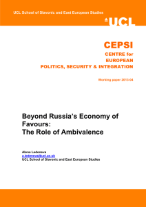 CEPSI  Beyond Russia’s Economy of Favours: