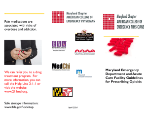 Maryland Emergency Department and Acute Care Facility Guidelines for Prescribing Opioids