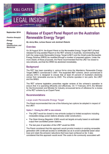 Release of Expert Panel Report on the Australian Renewable Energy Target Overview
