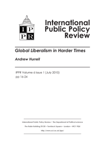International Public Policy Review Global Liberalism in Harder Times