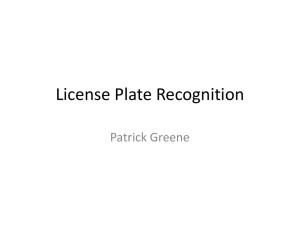 License Plate Recognition Patrick Greene