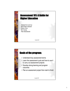 Assessment 101: A Guide for Higher Education Goals of the program:
