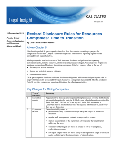 Revised Disclosure Rules for Resources Companies: Time to Transition